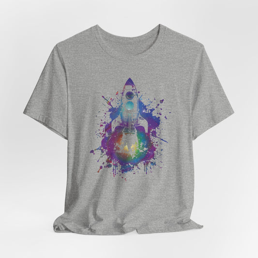 Rocket Ship T-Shirt — Colorful Space Launch Graphic Tee