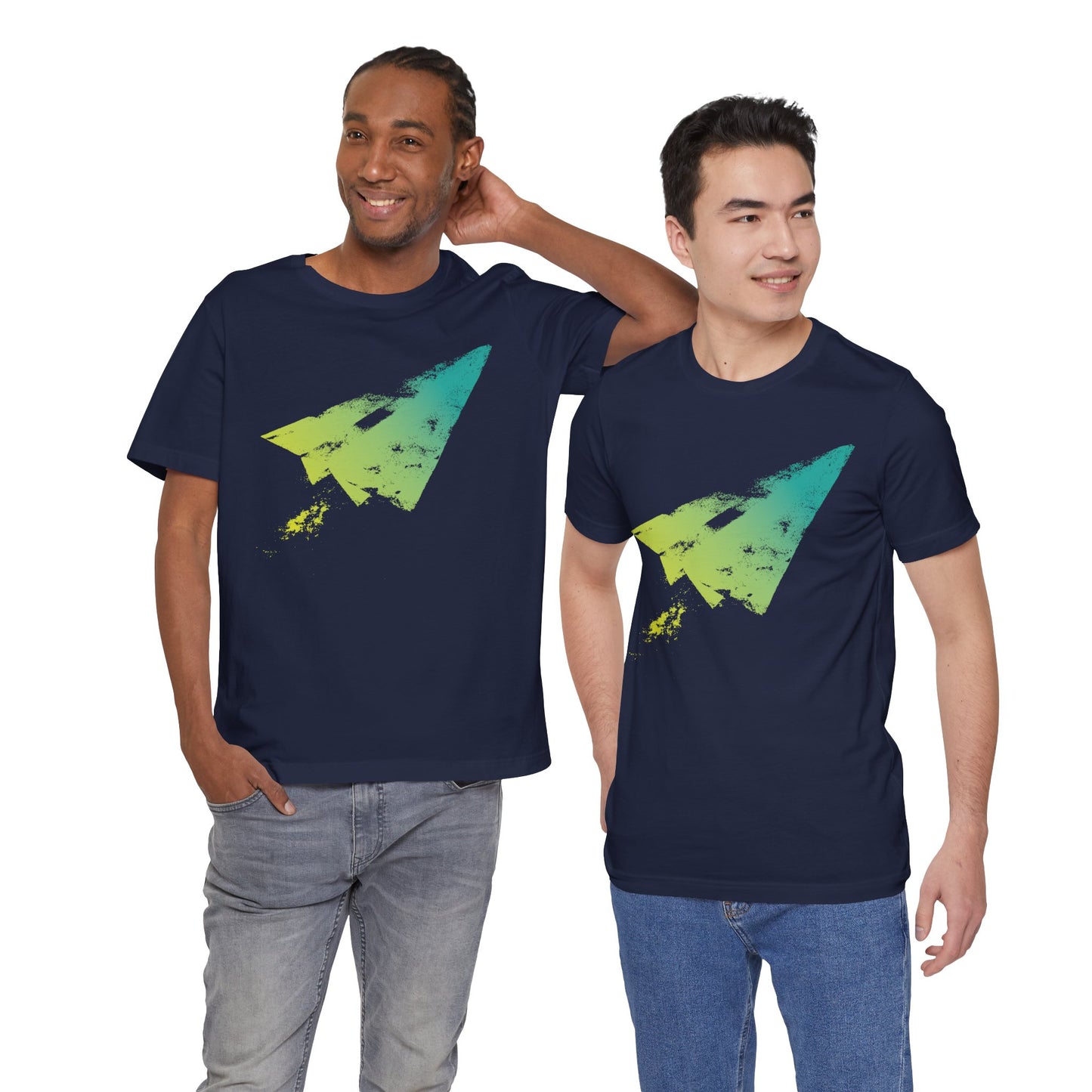 Paper Airplane Graphic Tee — Green Gradient Flight T‑Shirt