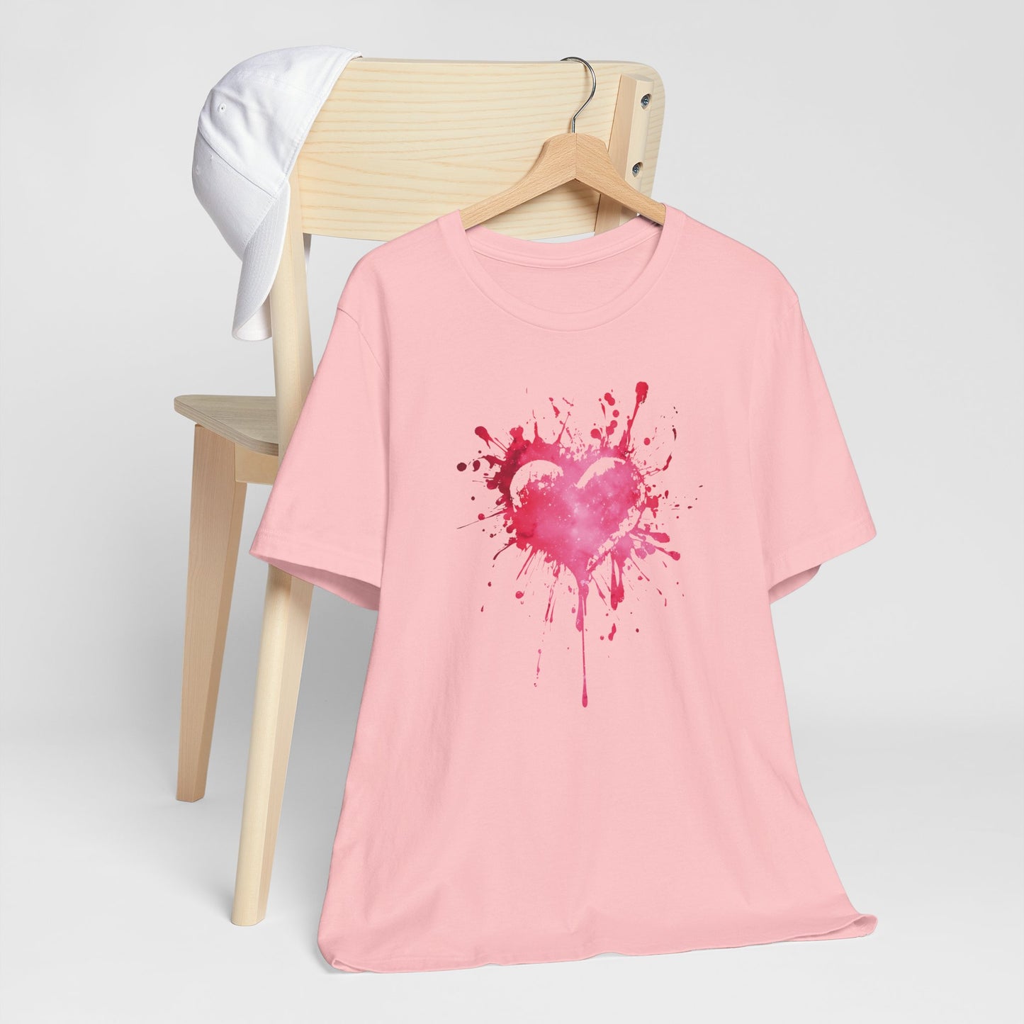 Heart Paint Splash T‑Shirt — Watercolor Pink Heart Graphic Tee
