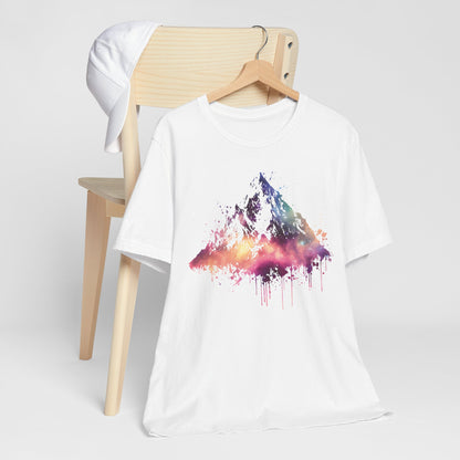 Space Mountain Watercolor Tee — Colorful Drip Peak Graphic T-Shirt