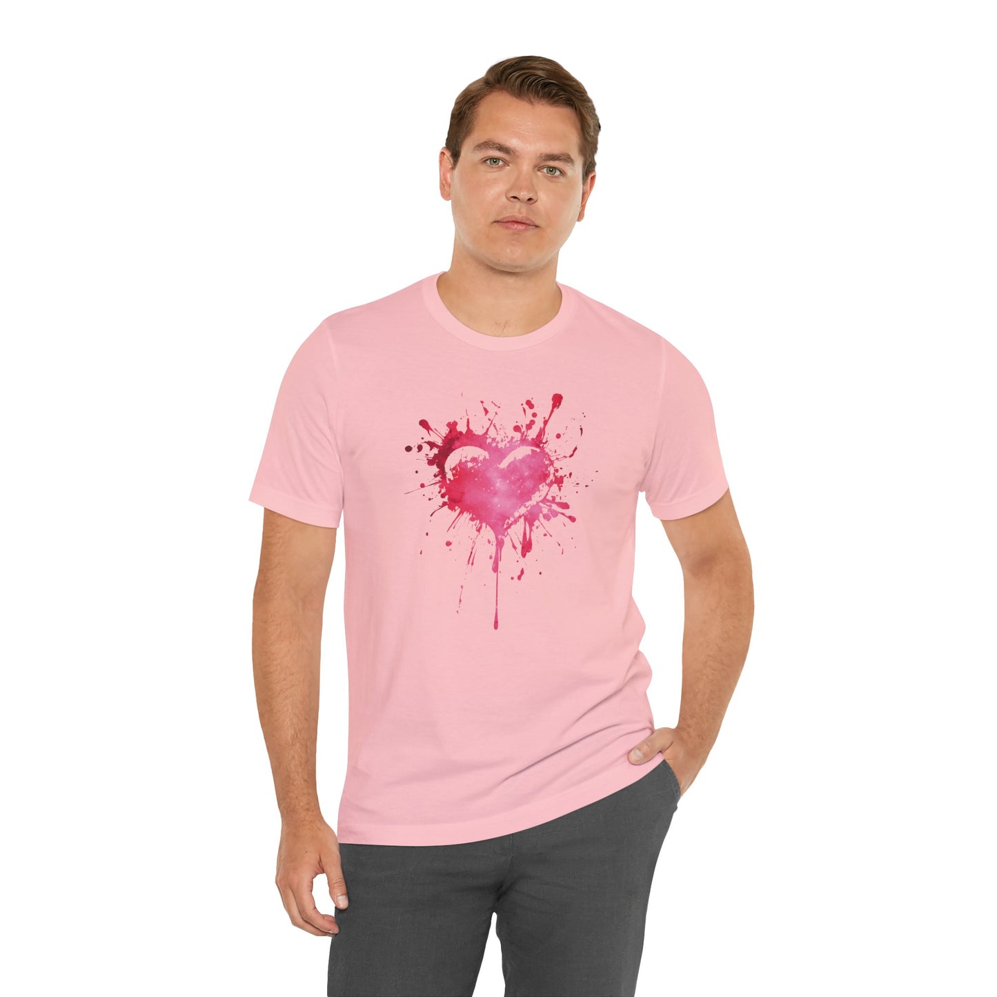 Heart Paint Splash T‑Shirt — Watercolor Pink Heart Graphic Tee
