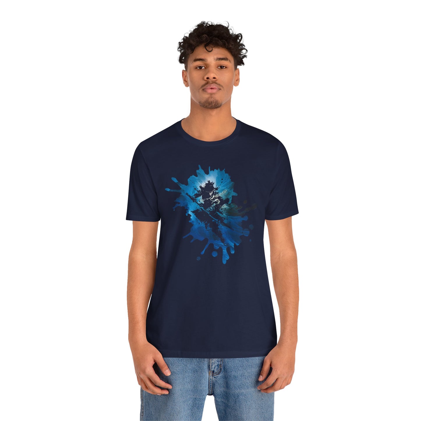 Watercolor Skateboarder T-Shirt — Blue Splash Graphic Tee