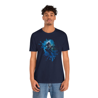 Watercolor Skateboarder T-Shirt — Blue Splash Graphic Tee
