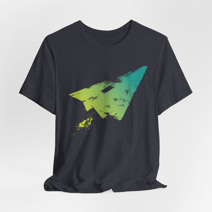 Paper Airplane Graphic Tee — Green Gradient Flight T‑Shirt