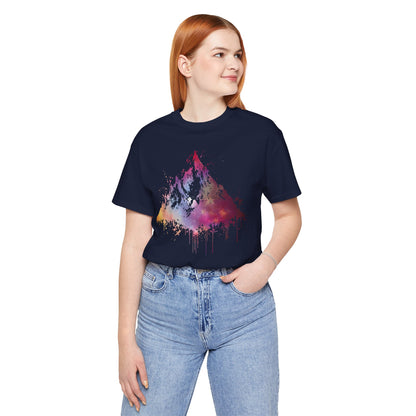 Space Mountain Watercolor Tee — Colorful Drip Peak Graphic T-Shirt