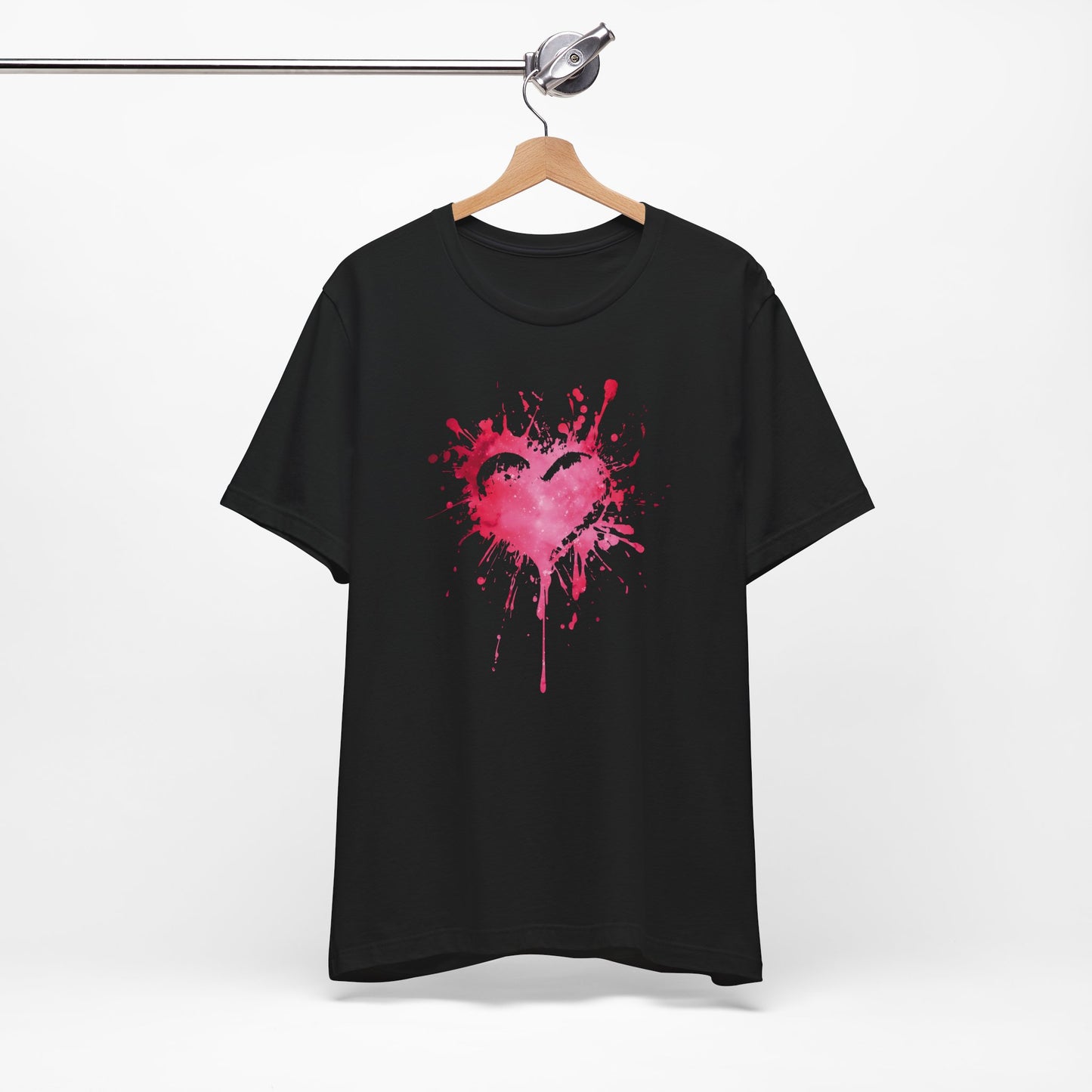 Heart Paint Splash T‑Shirt — Watercolor Pink Heart Graphic Tee