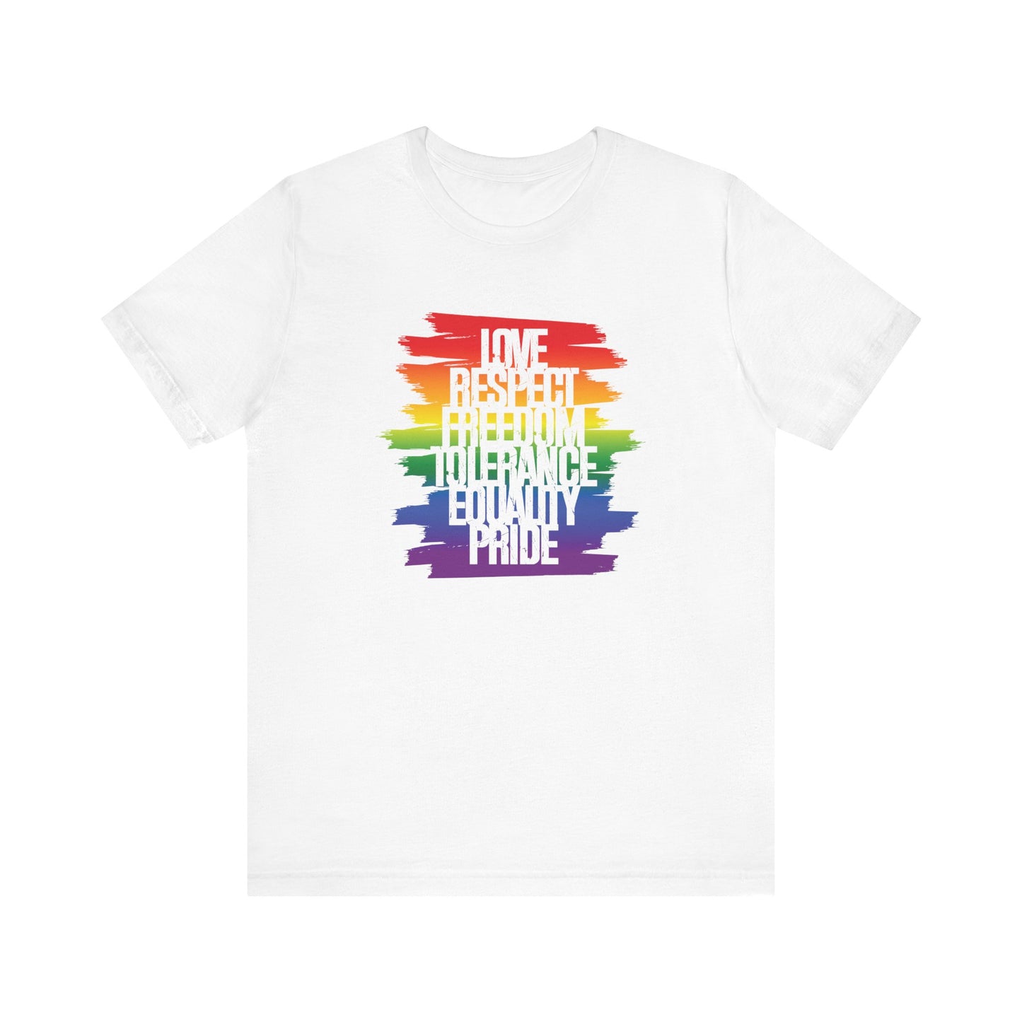 Pride Rainbow Values T‑Shirt — Love Respect Freedom Tolerance Equality Pride Tee