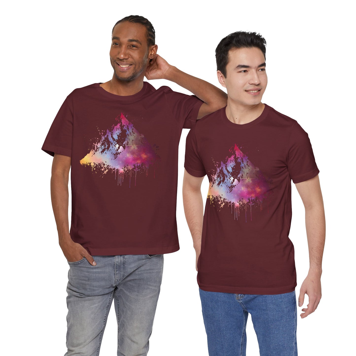 Space Mountain Watercolor Tee — Colorful Drip Peak Graphic T-Shirt