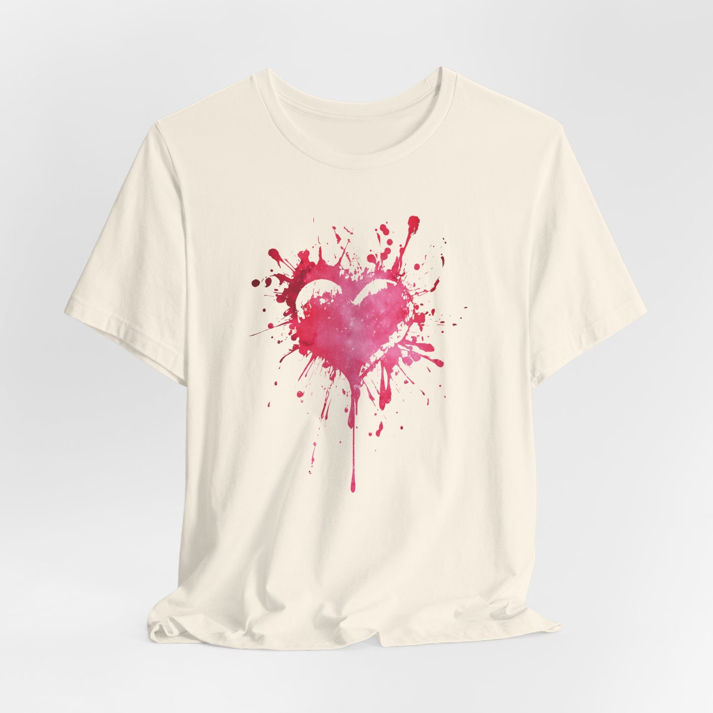 Heart Paint Splash T‑Shirt — Watercolor Pink Heart Graphic Tee
