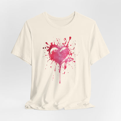 Heart Paint Splash T‑Shirt — Watercolor Pink Heart Graphic Tee