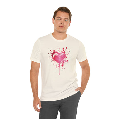 Heart Paint Splash T‑Shirt — Watercolor Pink Heart Graphic Tee
