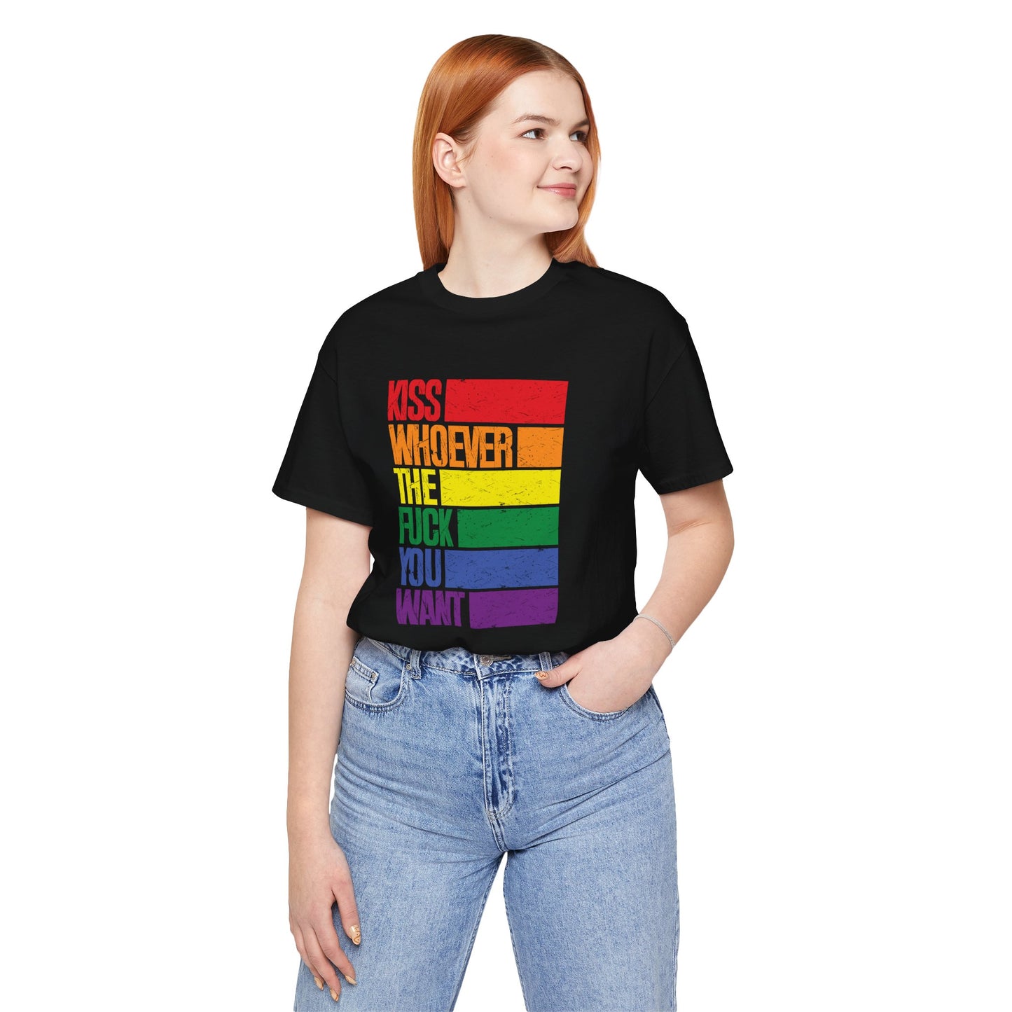 T-Shirt — "Kiss Whoever the F**k You Want" Rainbow Pride Tee