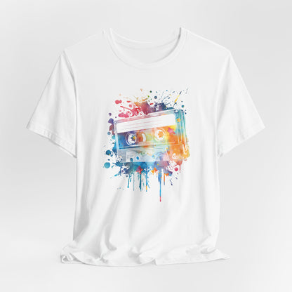 Retro Watercolor Cassette Tape T-Shirt — Vintage Music Tee