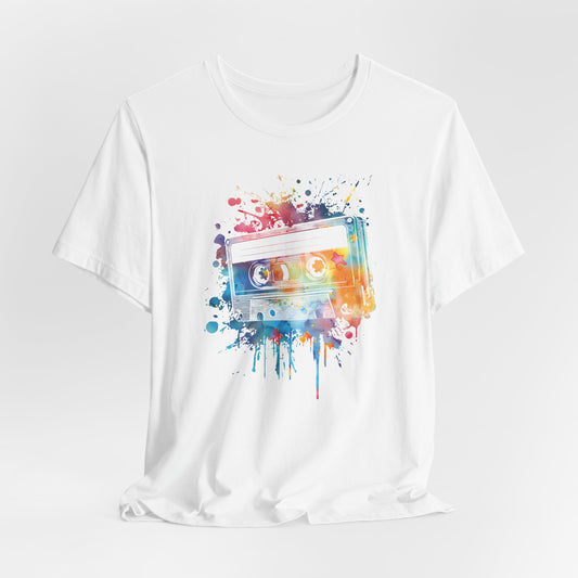 Retro Watercolor Cassette Tape T-Shirt — Vintage Music Tee