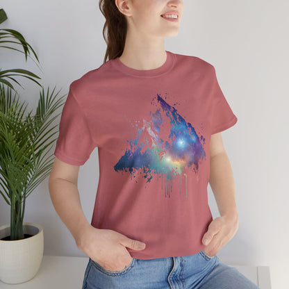 Space Mountain Watercolor Tee — Colorful Drip Peak Graphic T-Shirt