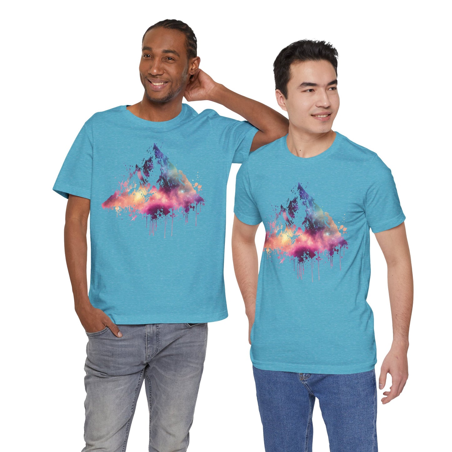 Space Mountain Watercolor Tee — Colorful Drip Peak Graphic T-Shirt