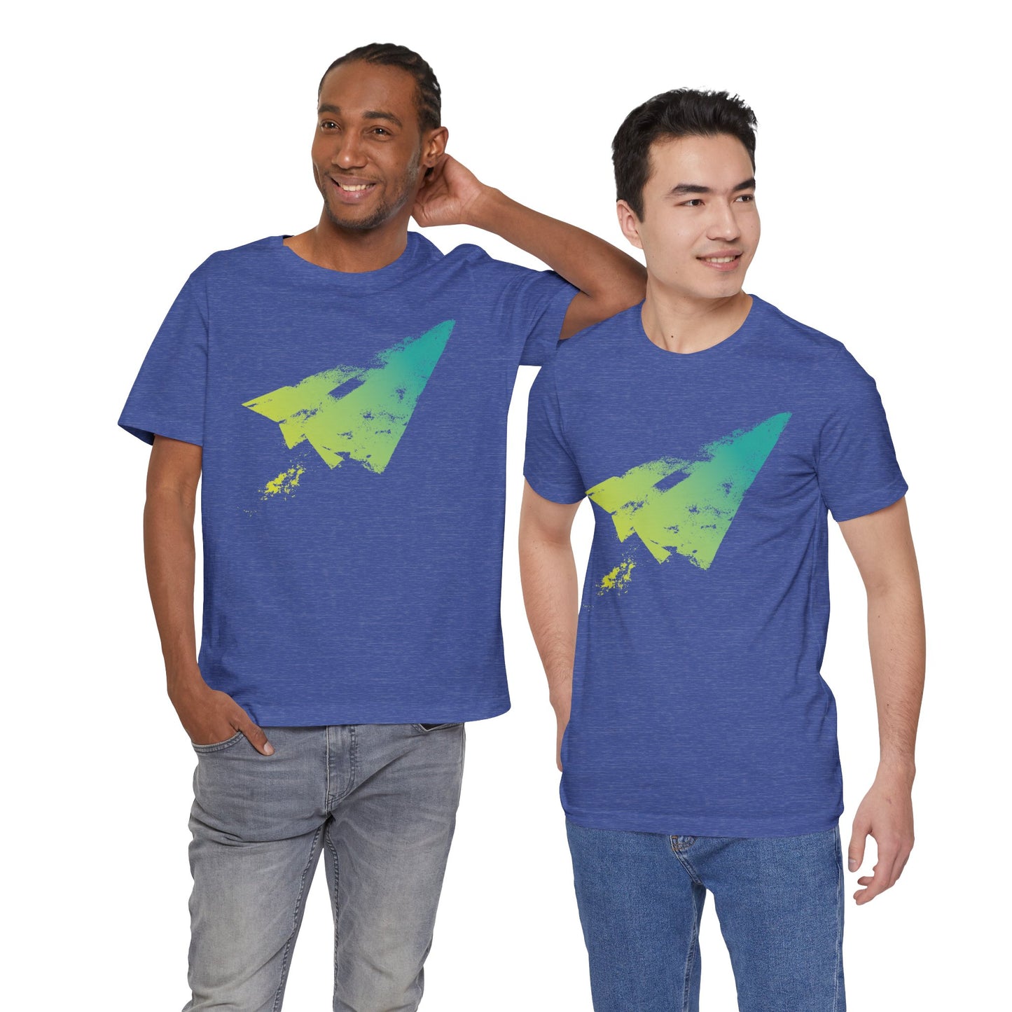 Paper Airplane Graphic Tee — Green Gradient Flight T‑Shirt