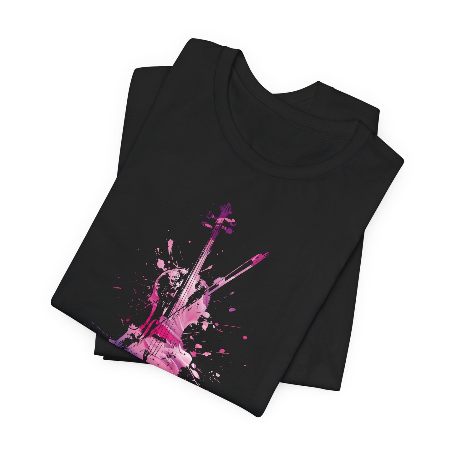 T-Shirt — Pink Watercolor Violin/Cello Graphic Tee