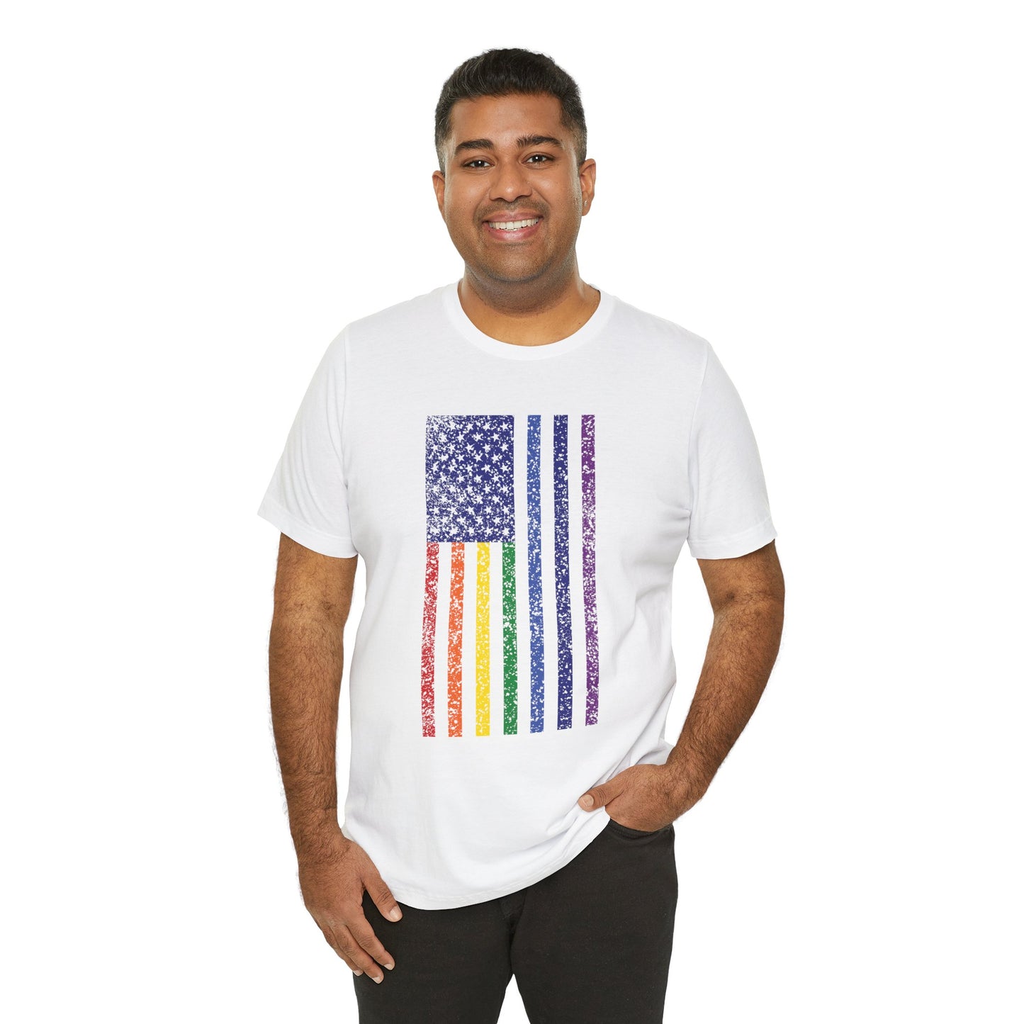 LGBTQ+ Distressed American Flag T-Shirt