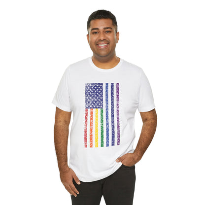 LGBTQ+ Distressed American Flag T-Shirt