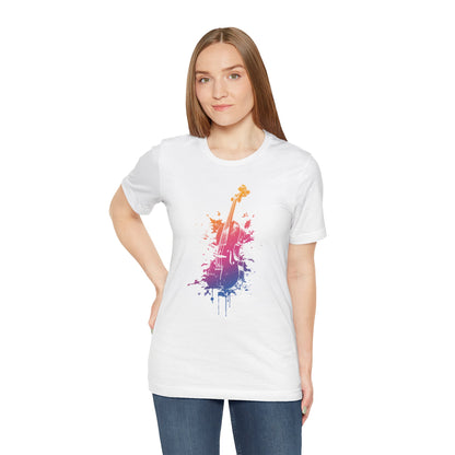 Colorful Violin Splash T-Shirt — Watercolor Musician Tee for Violinists & Music Lovers