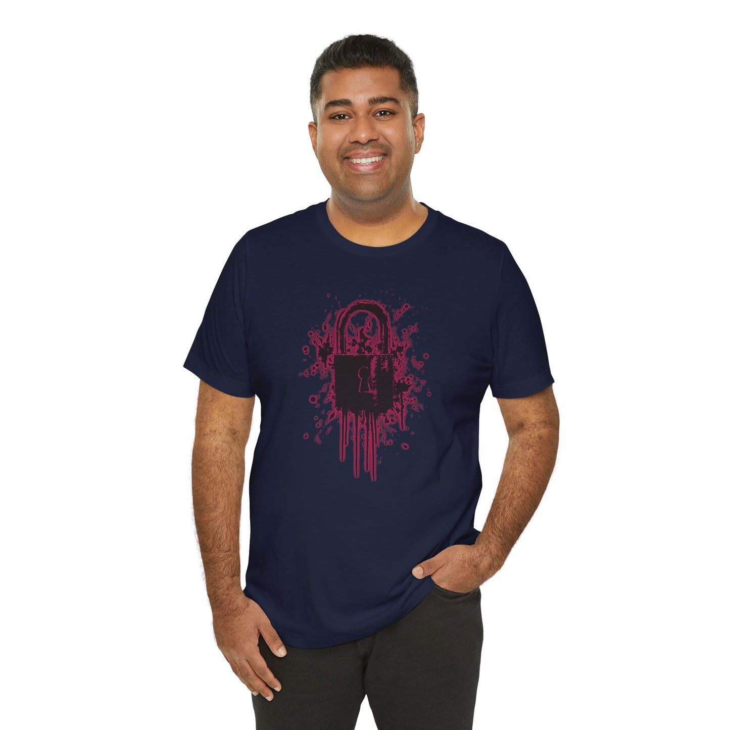 Locked Up Graphic Tee — Dark Splatter Lock Design