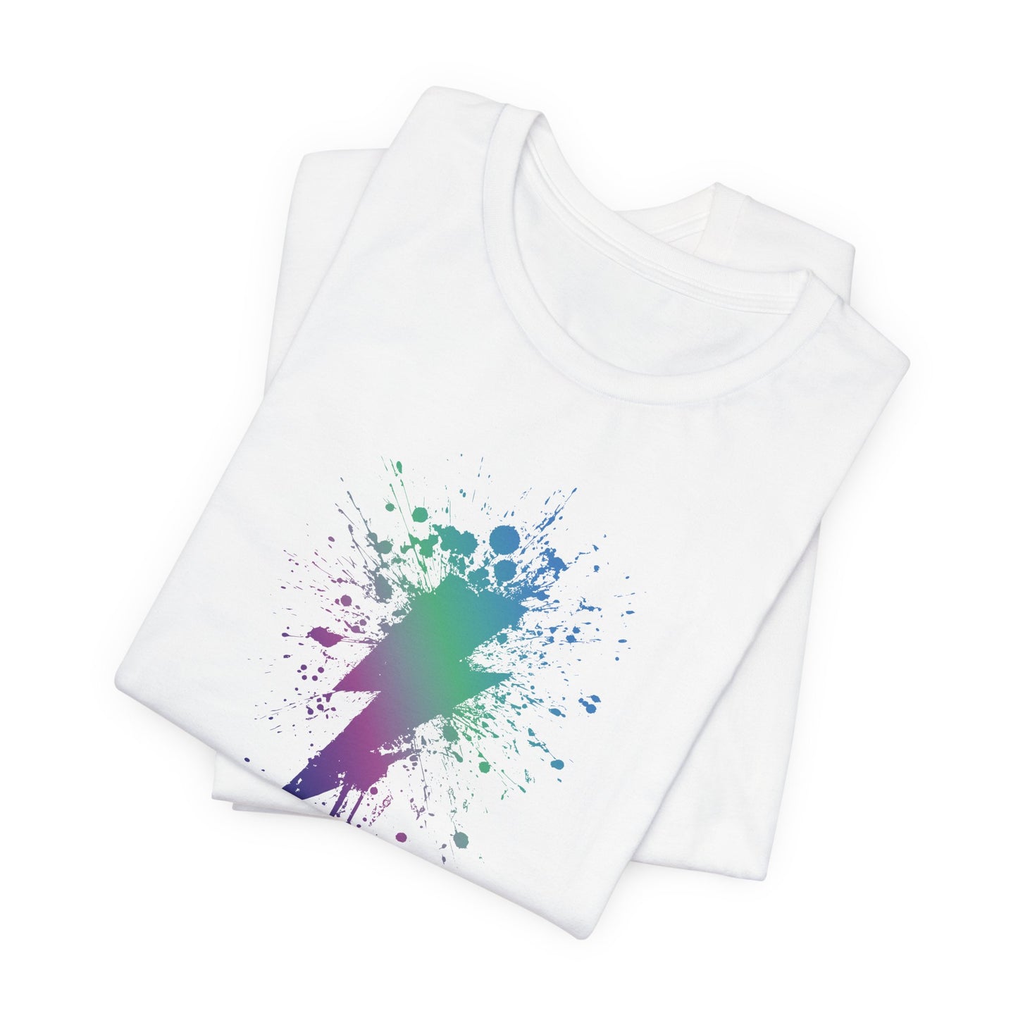 Lightning Bolt Paint-Splash T-Shirt — Colorful Graffiti Graphic Tee