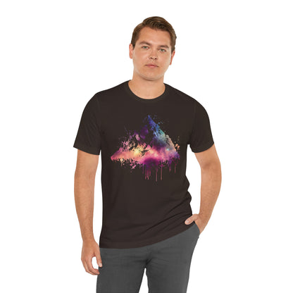 Space Mountain Watercolor Tee — Colorful Drip Peak Graphic T-Shirt
