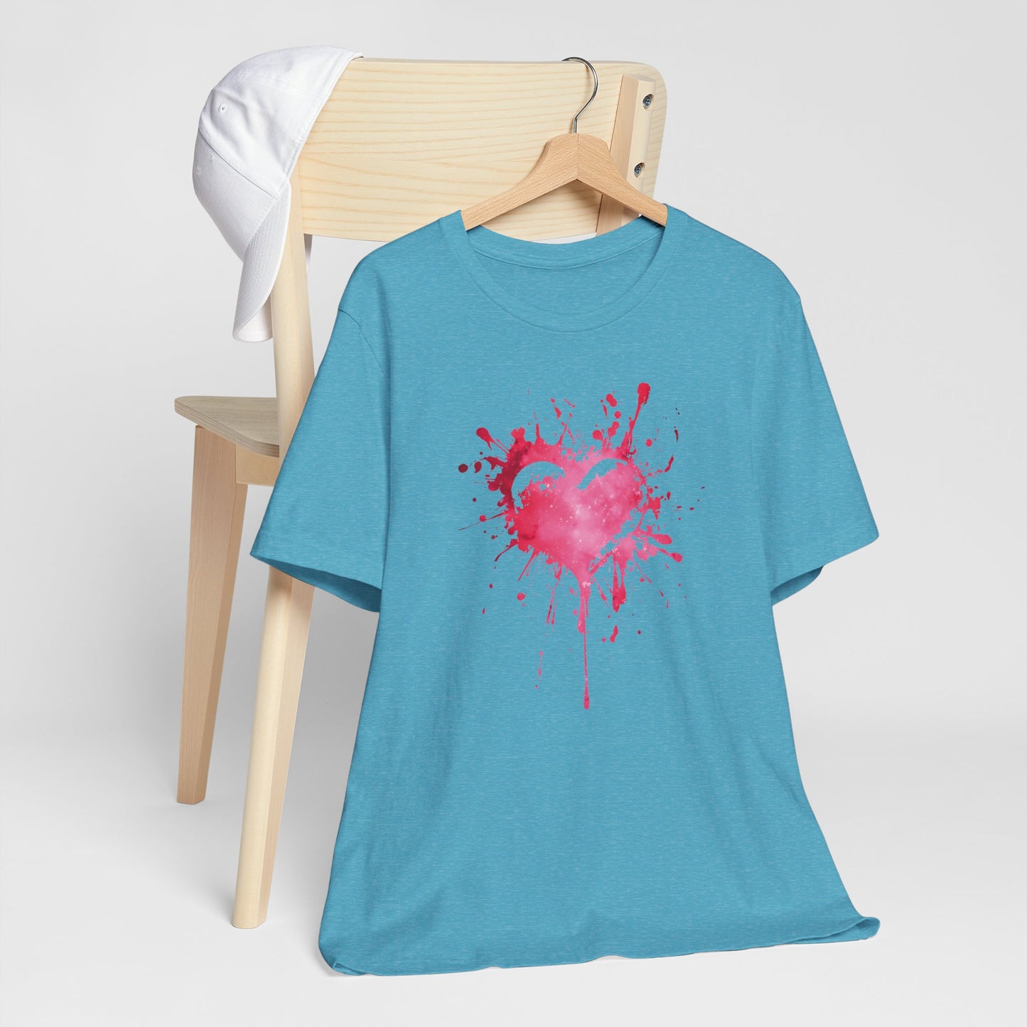 Heart Paint Splash T‑Shirt — Watercolor Pink Heart Graphic Tee