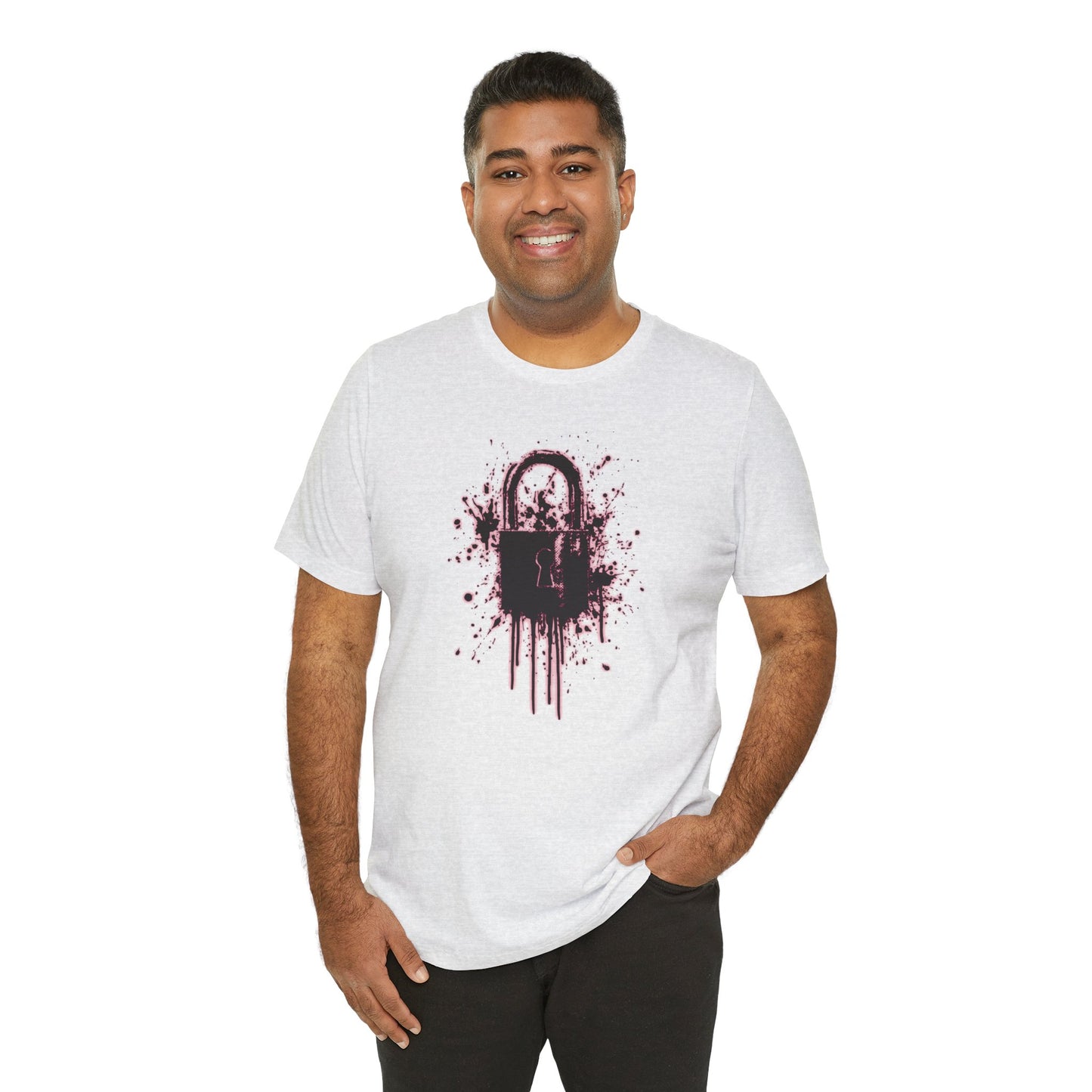 Locked Up Graphic Tee — Dark Splatter Lock Design