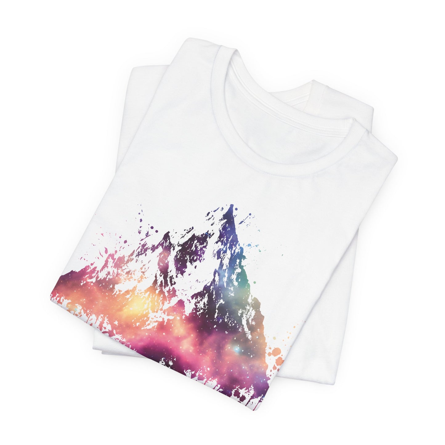 Space Mountain Watercolor Tee — Colorful Drip Peak Graphic T-Shirt