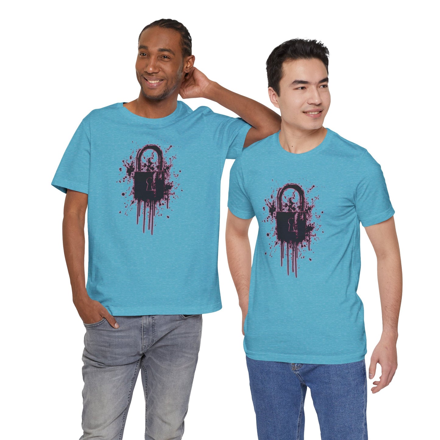 Locked Up Graphic Tee — Dark Splatter Lock Design