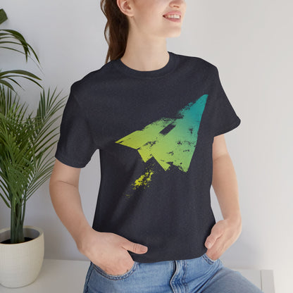 Paper Airplane Graphic Tee — Green Gradient Flight T‑Shirt