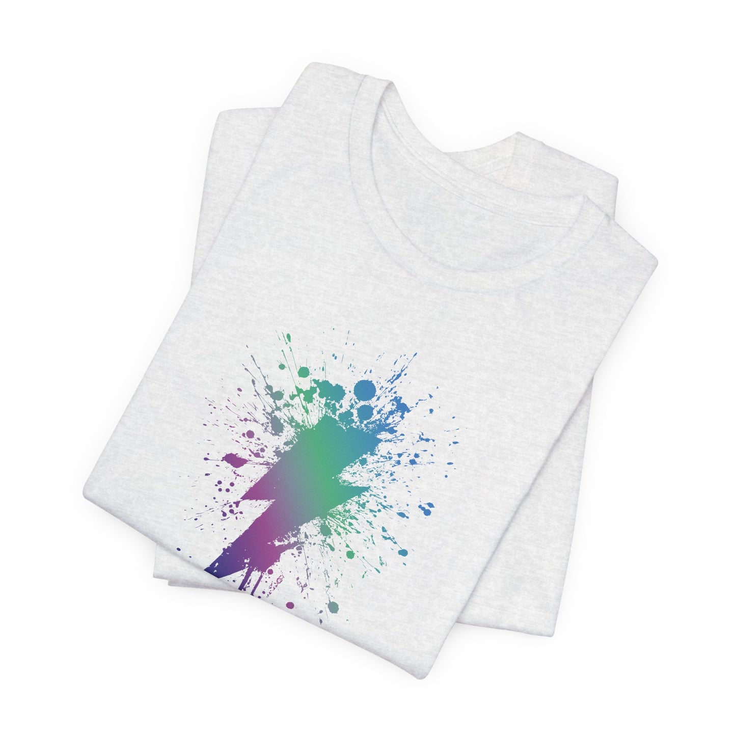 Lightning Bolt Paint-Splash T-Shirt — Colorful Graffiti Graphic Tee