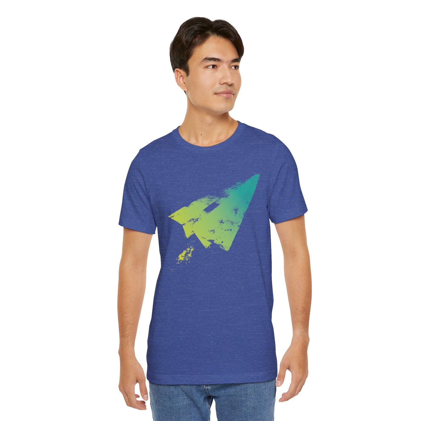 Paper Airplane Graphic Tee — Green Gradient Flight T‑Shirt