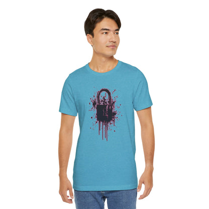 Locked Up Graphic Tee — Dark Splatter Lock Design