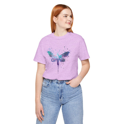 Galaxy Moth Graphic Tee - Watercolor Splatter Butterfly T-Shirt