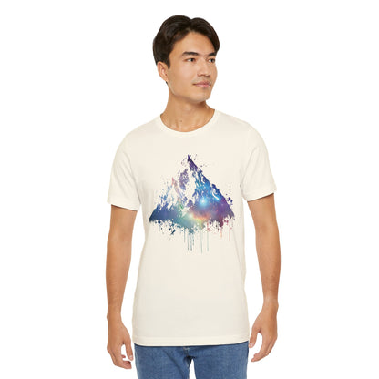 Space Mountain Watercolor Tee — Colorful Drip Peak Graphic T-Shirt