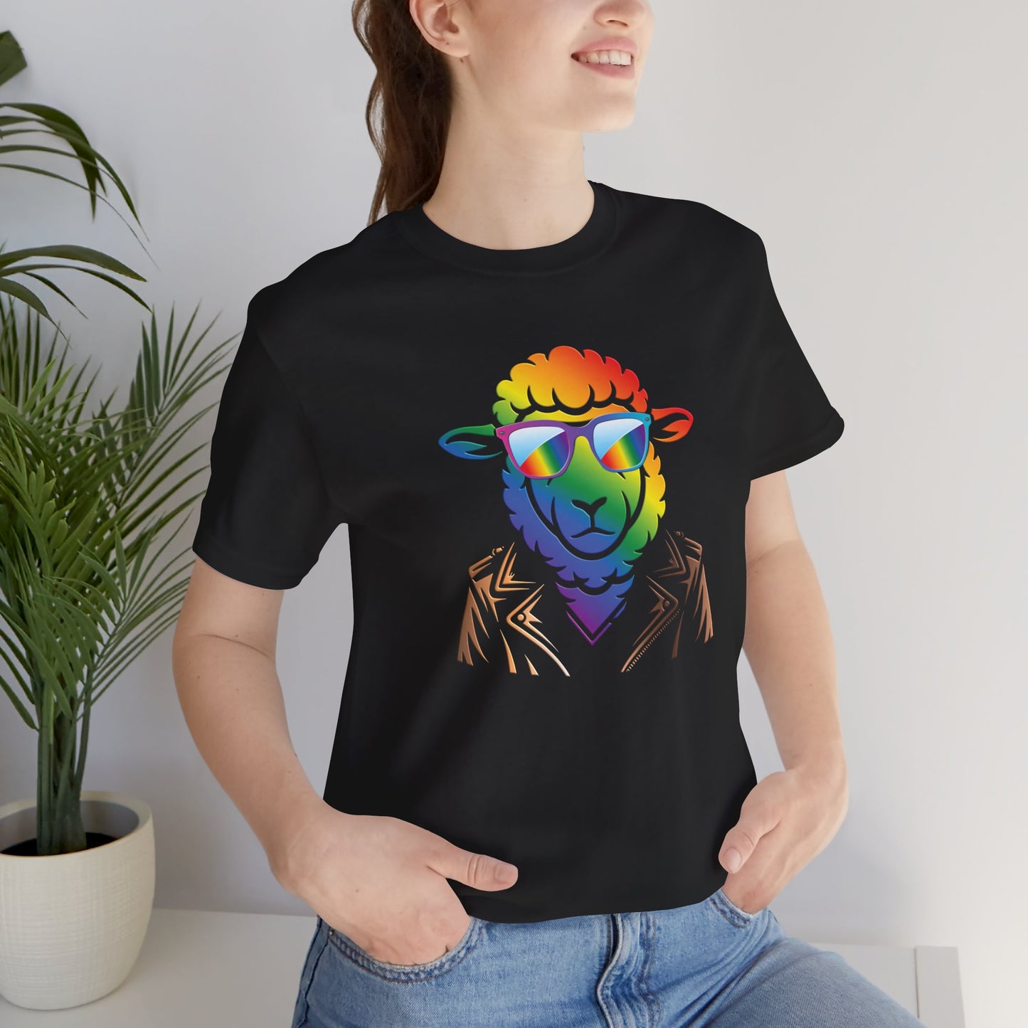 Cool Rainbow Sheep T-Shirt — Retro Sunglasses Lamb Graphic Tee