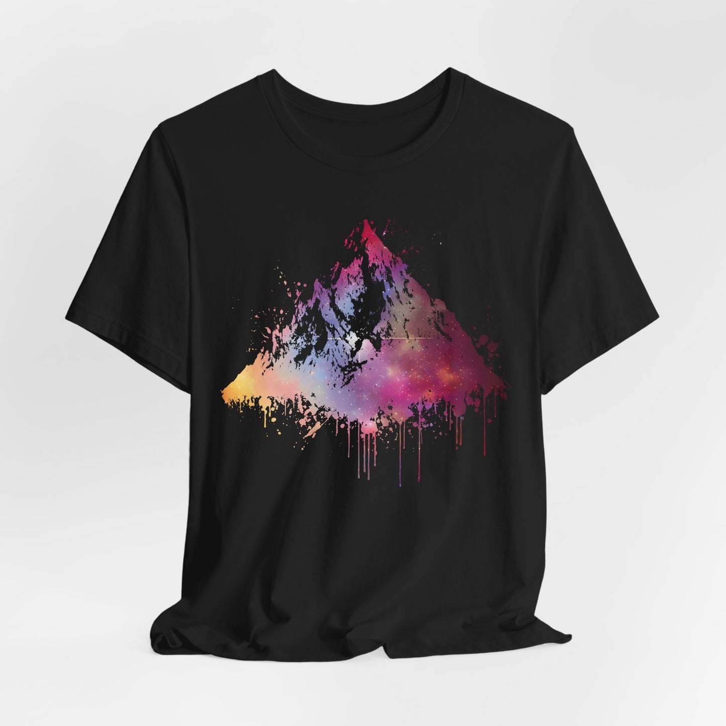 Space Mountain Watercolor Tee — Colorful Drip Peak Graphic T-Shirt