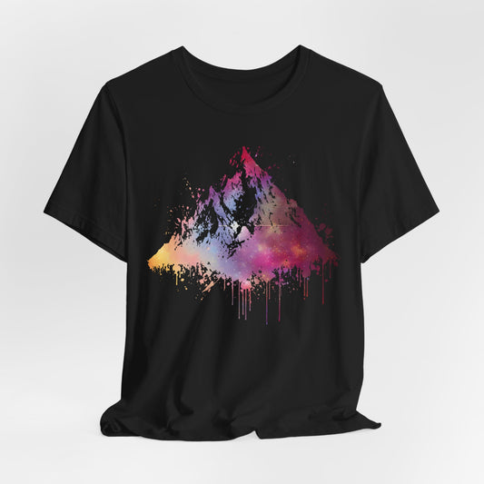 Space Mountain Watercolor Tee — Colorful Drip Peak Graphic T-Shirt