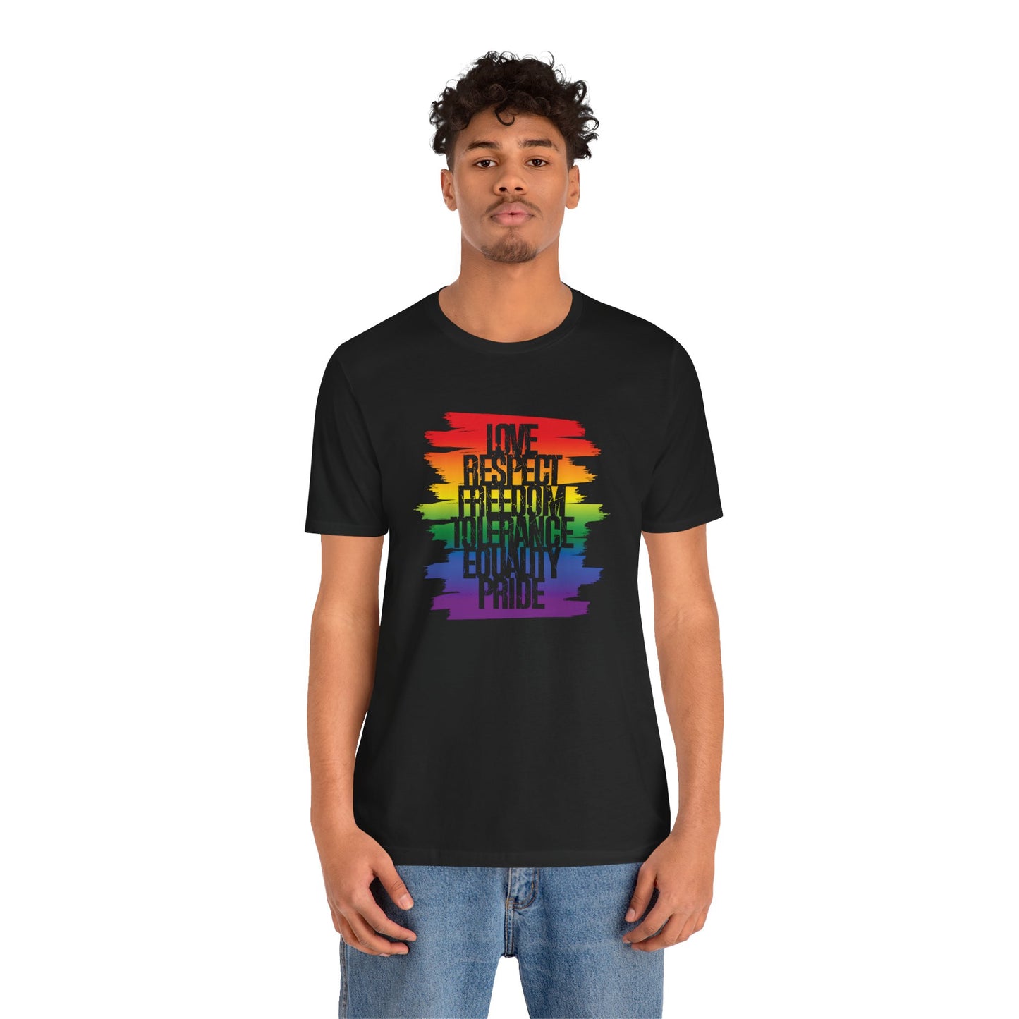 Pride Rainbow Values T‑Shirt — Love Respect Freedom Tolerance Equality Pride Tee