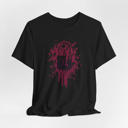 Locked Up Graphic Tee — Dark Splatter Lock Design