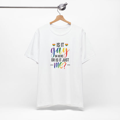Gay Pride T-Shirt - "Is It Gay In Here Or Is It Just Me?" Rainbow Tee