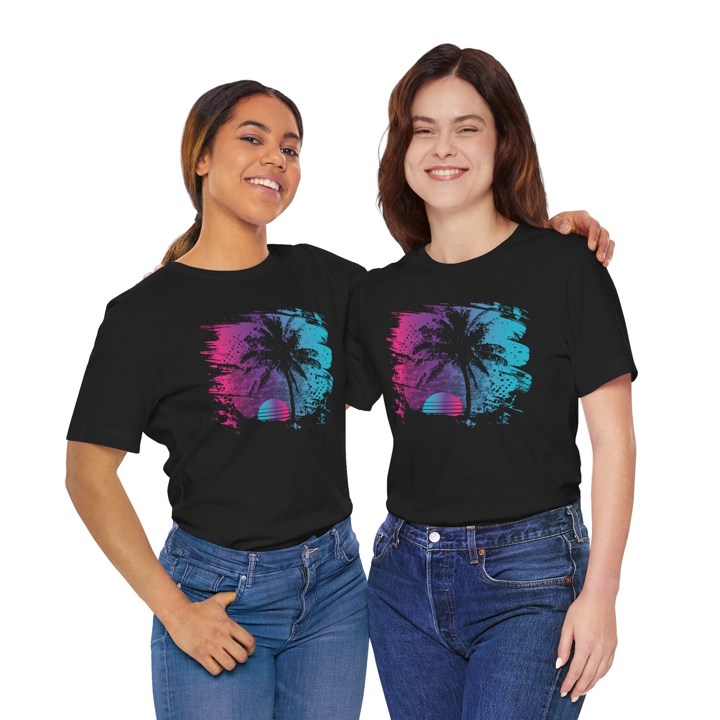 Retro Palm Sunset Tee — Vintage Beach Palm Tree T-Shirt