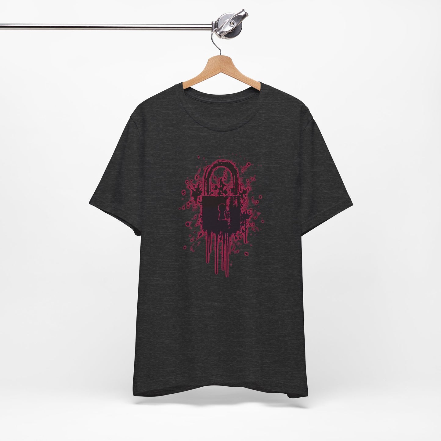 Locked Up Graphic Tee — Dark Splatter Lock Design