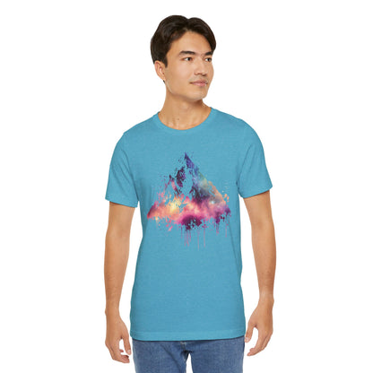 Space Mountain Watercolor Tee — Colorful Drip Peak Graphic T-Shirt
