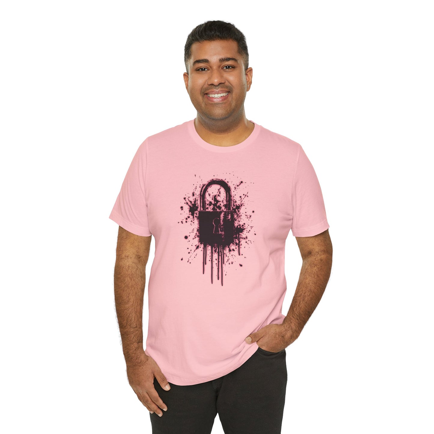 Locked Up Graphic Tee — Dark Splatter Lock Design