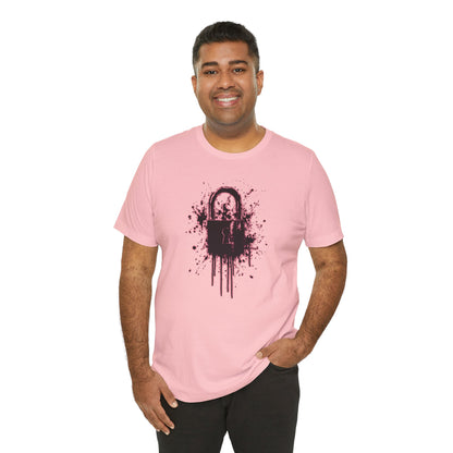 Locked Up Graphic Tee — Dark Splatter Lock Design