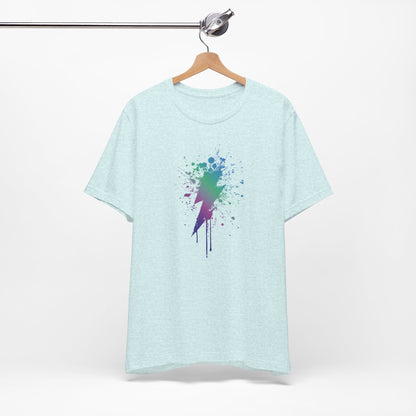 Lightning Bolt Paint-Splash T-Shirt — Colorful Graffiti Graphic Tee